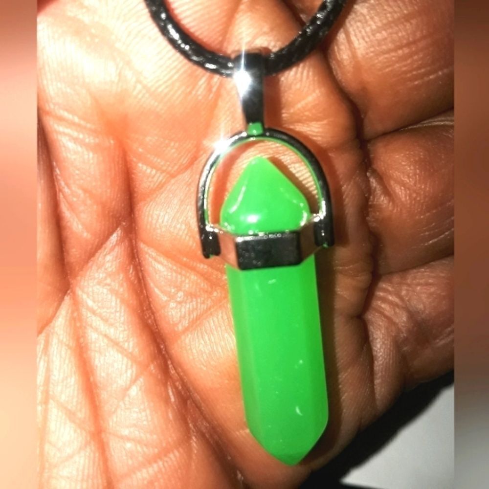 Hand crafted green glow in the dark pendant